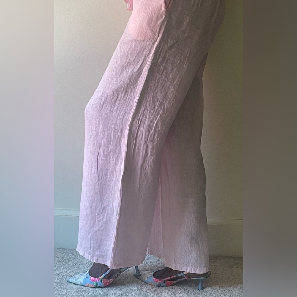 Italian Linen Wide Leg Pant, Blue, Sz.โ Sm/Med Linen & Moore - Picture 10 of 15